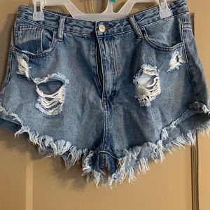 Denim ripped shorts